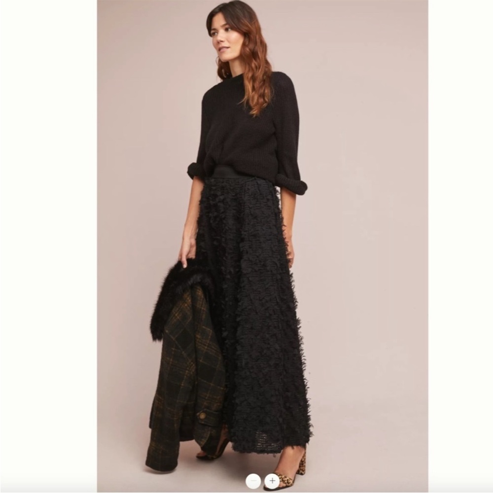 NWT Anthropologie ERI + ALI “Rive Dorite” Maxi skirt black size XS